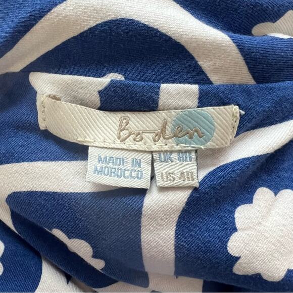 Boden Blue White Geometric Twist Front Jersey Maxi Dress Size 4 - Picture 12 of 16